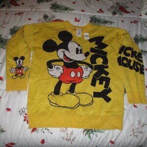 Disney Parks Mickey Mouse Yellow Sweater Unisex Adult Size M  Pullover Knit NWT